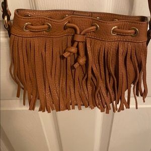 Rebecca Minkoff mini fringe brown leather purse